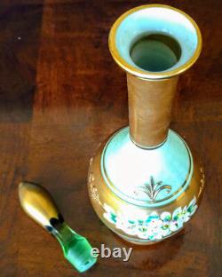 Carafe en verre artistique autrichien Studio FOMOSA 'Opaline-Mint Green avec 14K Spun+Gold