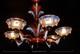 Chandelier Art Déco Français Ezan Sabino 6 Bras En Verre Opalescent Avec Des Glaçons