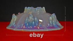 Chandelier art déco français Ezan Sabino 6 bras en verre opalescent avec des glaçons