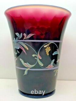 Collection Vintage Fenton Plum Opalescent Diamond Optic Scroll Vase-connoisseur