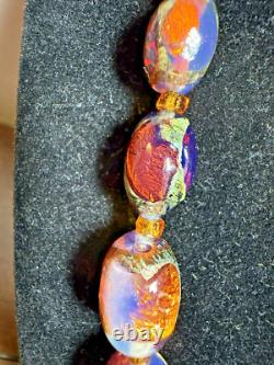 Collier / Choker en perles graduées en verre opalescent en feuille vénitienne antique