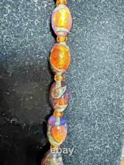 Collier / Choker en perles graduées en verre opalescent en feuille vénitienne antique