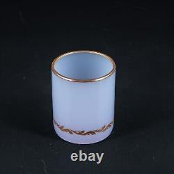 Ensemble de 6 verres anciens en verre opaline lilas doré