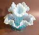 Epergne Fenton En Verre Opalescent Bleu à Pointes En Relief En Parfait état