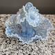 Epergne Opalescent à Trois Cornes En Verre De Carnaval Bleu Vintage Fenton