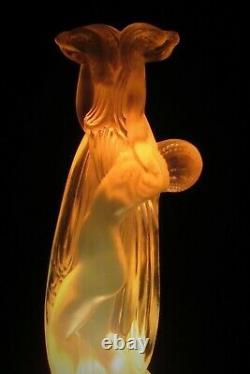 Etling Rare Art Déco En Verre Opalescent Statue Semi Nu C. 1930 Lalique Sabino Era