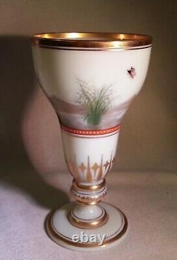 Exquis Baccarat Verre Opaline Émaillé Vase Gilded Art Nouveau Français