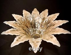 Fabuleux bol de centre feuille de banane en verre opalescent de Murano