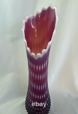 Fenton 16.5 Plum Opalescent Hobnail Art Verre Swung Vase Lovely