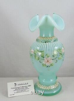 Fenton 1997 Connaisseur Coll. Opaline Floral 9 Vase 2965 Ud Le #247/1500 Nib