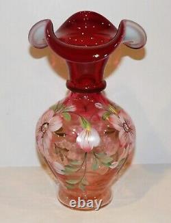 Fenton Art Glass 2004 Gold Treasures Collection Vase Opalescent Topaz Amberina