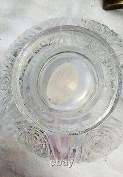 Fenton Art Glass 95ème Bol de Lotus Impératrice en Verre Opalescent Français avec Support et Autocollants