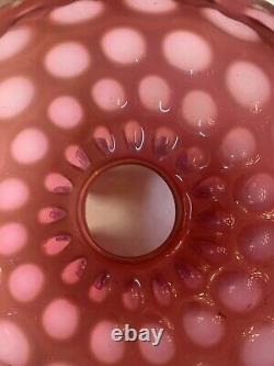 Fenton Art Glass Coin Dot Cranberry Opalescent 7 Ruffled Lamp Shade Nice