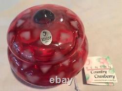 Fenton Art Glass Cranberry Opalescent 1998 Cœur Optic Covered Jar