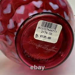 Fenton Art Glass Cranberry Opalescent Heart 10 1/2 Basket Edition Limitée