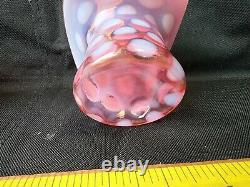 Fenton Art Glass Cranberry Opalescent Top Chapeau Vase Forme Sans Défaut