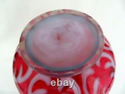 Fenton Art Glass Espagnol Dentelle Canneberge Opalescent Double Vase À Crampons