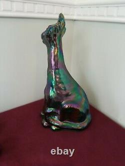 Fenton Art Glass Happy Wink Smileing Cat Pearl Iridescent Opalescent Haut