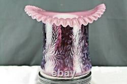 Fenton Art Verre Plume Opalescent Daisy Et Fern Top Hat Vase Rosso