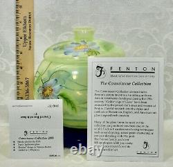 Fenton, Boîte À Bonbons Avec Base, Topaz Opalescent & Cobalt Blue Glass, Limited Ed