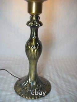 Fenton Cabbage Rose 25 Pillar Lamp Blue With Opalescent Ruffled Shade Brass Base