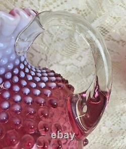 Fenton Cranberry Hobnail Water Set Pink Opalescent