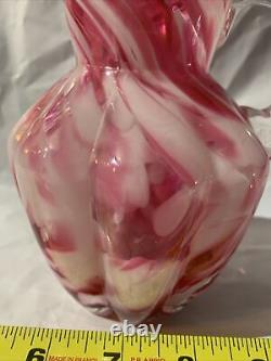 Fenton Glass Vintage 60s Sears Cranberry Rose Mist Vasa Murrhina Opalescent Jug