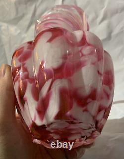 Fenton Glass Vintage 60s Sears Cranberry Rose Mist Vasa Murrhina Opalescent Jug