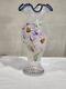 Fenton Heirloom Optic Vase Opalescent Purple Cimier Fleurs Peintes À La Main Signé