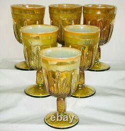 Fenton Levay Aqua Opalescent Carnivalcactus 7 Pc Pitcher-goblet Set