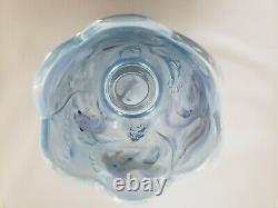 Fenton Marqué Misty Blue Glass Vase Atlantis Poisson Opalescent Iridescent Verlys