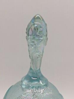 Fenton Opalescent Blue Plum Ruffle Lily Of The Valley Art Glass Bell Vintage Mnt