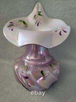 Fenton Opalescent Daisy Fern Jack Dans Le Vase Pulpit-tulip Signé