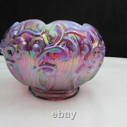 Fenton Plum Opalescent Iridized Lily Of The Valley Rose Bowl Ordre Spécial W63