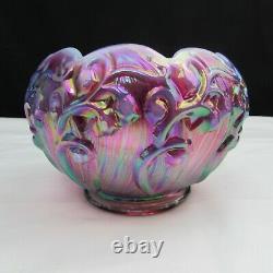 Fenton Plum Opalescent Iridized Lily Of The Valley Rose Bowl Ordre Spécial W63