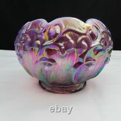 Fenton Plum Opalescent Iridized Lily Of The Valley Rose Bowl Ordre Spécial W63