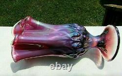 Fenton Plume Opalescent Iridisé Lily De La Vallée Mouchoir Vase 7,5h