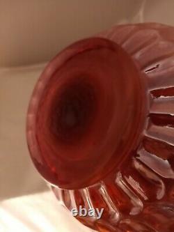 Fenton Raspberry Prunnaval Opalescent Glass Thumbprint Vase 7.5h Rare