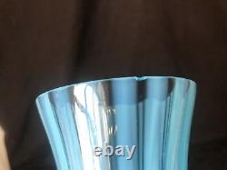 Fenton Rib Optic Blue Lemonade Lidded Pitcher And 4 Mug Cup Handle Opalescent