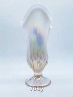 Fenton Rose Irisé Opalescent Art Verre Lily De La Vallée Mouchoir Vase