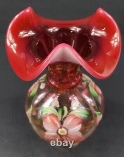 Fenton Topaz Amberina Vase D'or Peint À La Main Opalescent Collection Euc