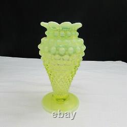 Fenton Topaz Coupe Opalescent Hobnail Flared Footed Vase 1941 Htf! Fleurs W132