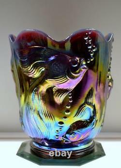 Fenton Vase Atlantis Vase Plum Opalescent Carnaval