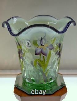 Fenton Vase Cimier De Violette Opalescente Vert De Mer Flip Iris Bill Freeusashp