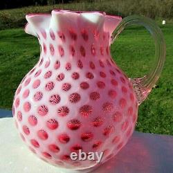 Fenton-l G Wright Cranberry Opalescent Honeycomb Coin Dot Milk Pitcher 6.5h Fenton-l G Wright Cranberry Opalescent Honeycomb Coin Dot Milk Pitcher 6.5h Fenton-l G Wright Cranberry Opalescent Honeycomb Coin Dot Milk Pitcher 6.5h Fenton