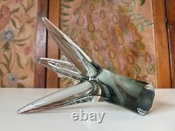 Figurine d'oiseau opalescent en verre d'art Vintage Murano Italie, signée Raffaeli