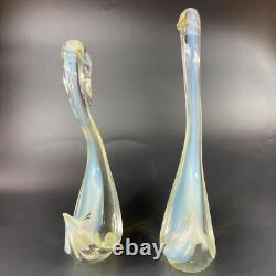 Figurines Sculptures de Cygnes en Verre Art Murano Cenedese Opalescent Clair