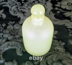Français Antique Opaline Vaseline Portieux Vallerysthal Lotion Glass Bottle 1940's