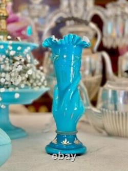 Français Opaline 19ct Vase À Main Bleu