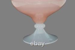 Français Vintage White And Pink Milk Opaline Footed Pedestal Compote Box